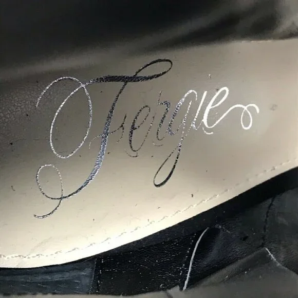 Fergie Riviera Peep Toe Booties Black Leather 9.5 - Picture 7 of 8